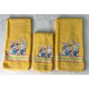 Blossoms & Blooms Easter Themed Hand Towel Set Embroidered Bunny Set of 3 Kohls